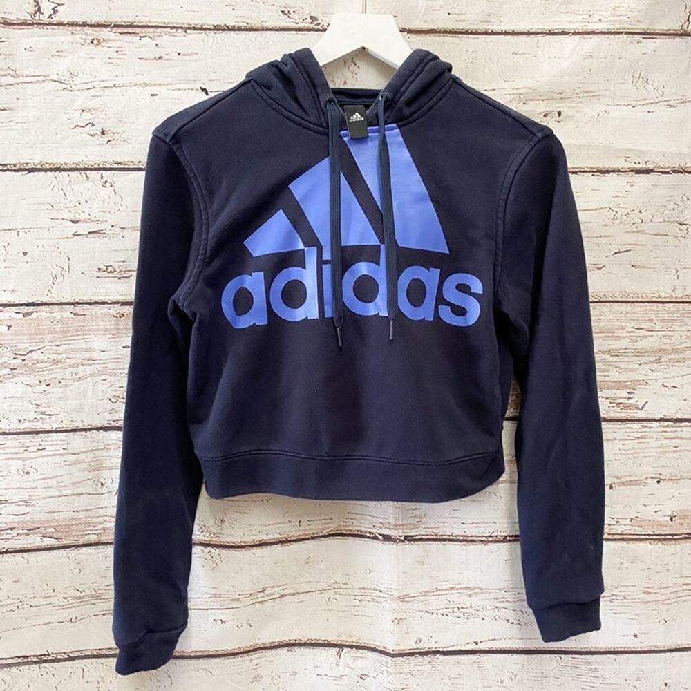 ADIDAS Crop Top Hoodie Sweatshirt Size S